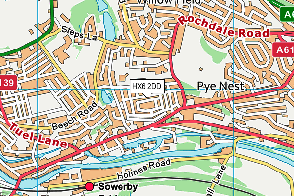 HX6 2DD map - OS VectorMap District (Ordnance Survey)