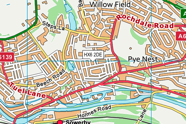 HX6 2DE map - OS VectorMap District (Ordnance Survey)