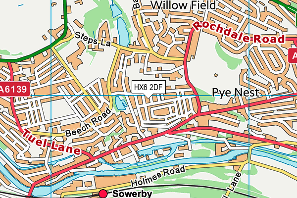 HX6 2DF map - OS VectorMap District (Ordnance Survey)