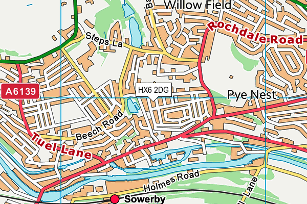 HX6 2DG map - OS VectorMap District (Ordnance Survey)