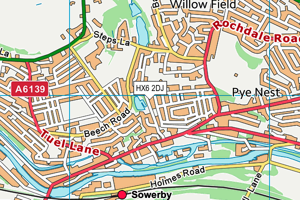 HX6 2DJ map - OS VectorMap District (Ordnance Survey)