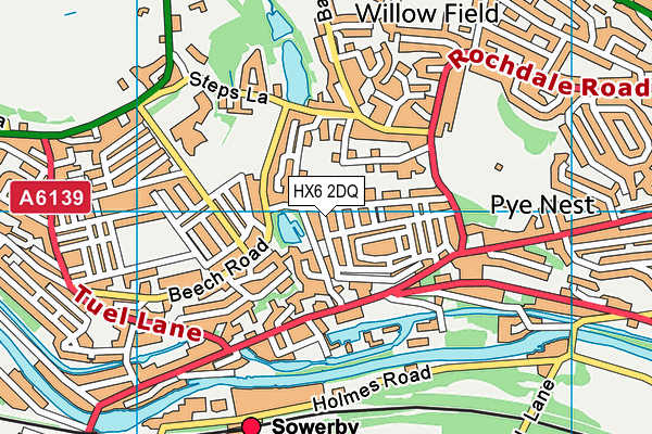 HX6 2DQ map - OS VectorMap District (Ordnance Survey)