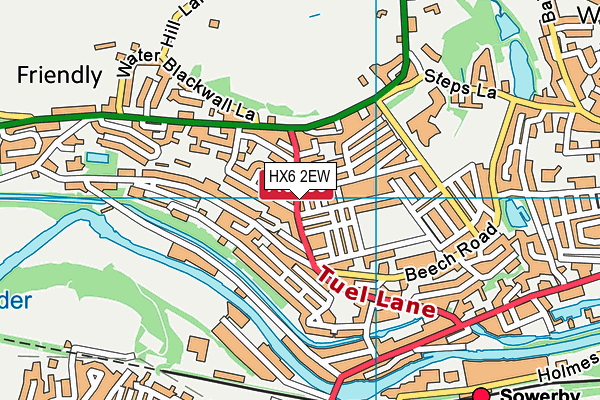 HX6 2EW map - OS VectorMap District (Ordnance Survey)