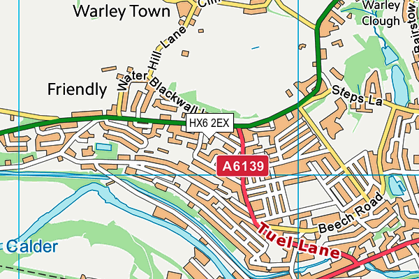 HX6 2EX map - OS VectorMap District (Ordnance Survey)