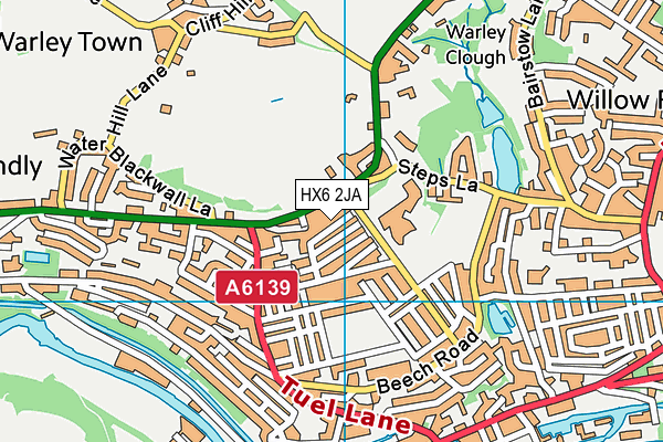 HX6 2JA map - OS VectorMap District (Ordnance Survey)