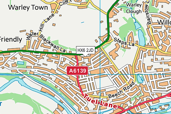 HX6 2JD map - OS VectorMap District (Ordnance Survey)