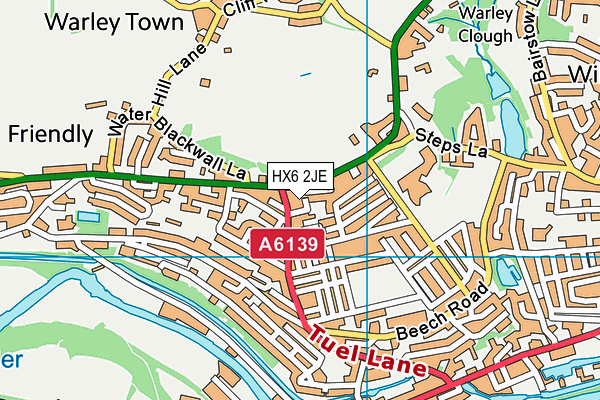 HX6 2JE map - OS VectorMap District (Ordnance Survey)