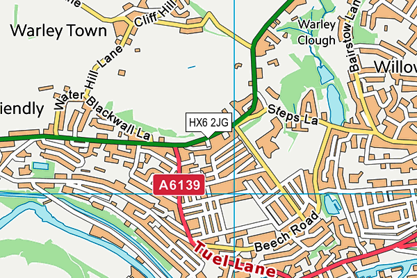 HX6 2JG map - OS VectorMap District (Ordnance Survey)