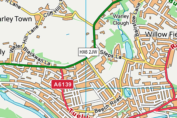 HX6 2JW map - OS VectorMap District (Ordnance Survey)