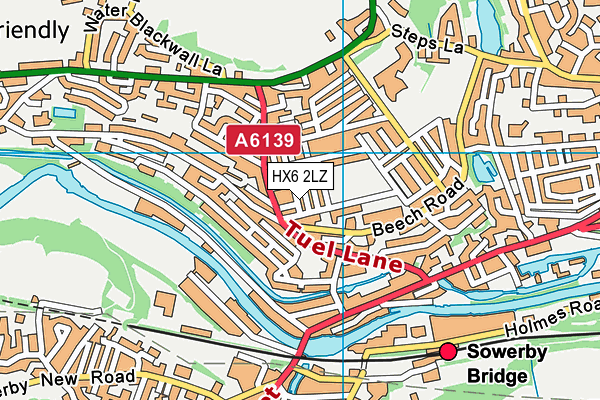 HX6 2LZ map - OS VectorMap District (Ordnance Survey)