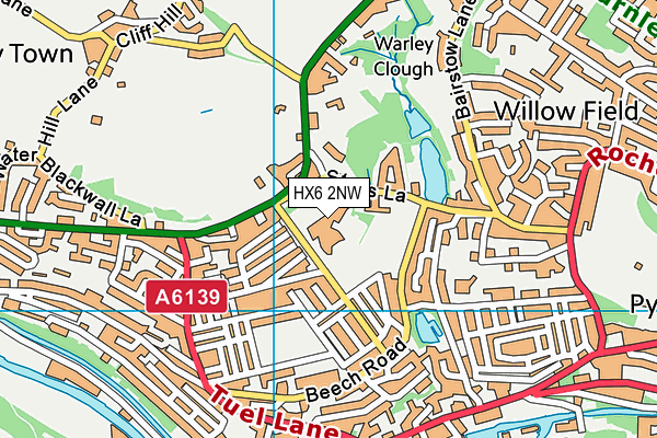 Sowerby Bridge High School Fields (Closed) map (HX6 2NW) - OS VectorMap District (Ordnance Survey)