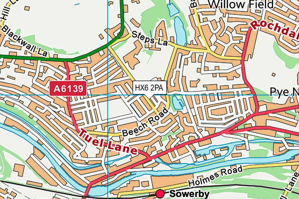 HX6 2PA map - OS VectorMap District (Ordnance Survey)