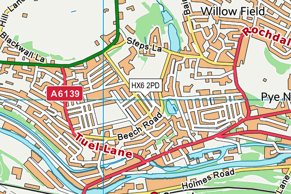 HX6 2PD map - OS VectorMap District (Ordnance Survey)