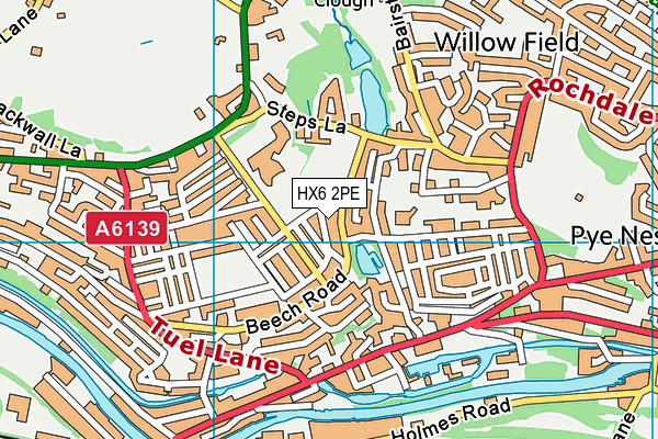 HX6 2PE map - OS VectorMap District (Ordnance Survey)