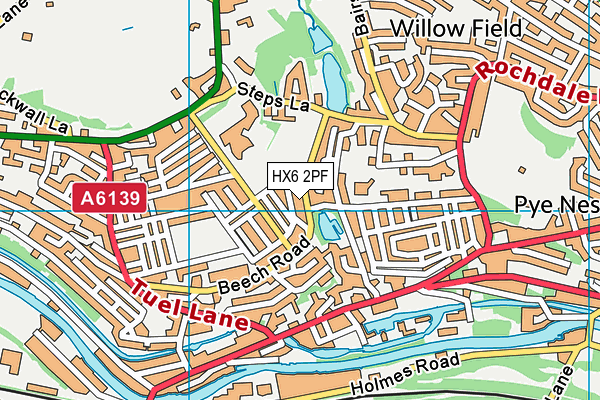HX6 2PF map - OS VectorMap District (Ordnance Survey)
