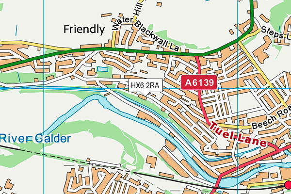 HX6 2RA map - OS VectorMap District (Ordnance Survey)