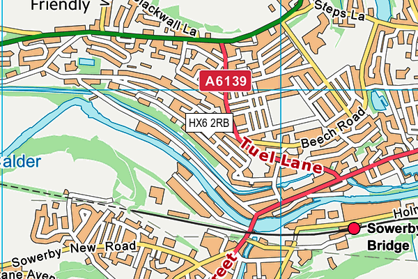 HX6 2RB map - OS VectorMap District (Ordnance Survey)