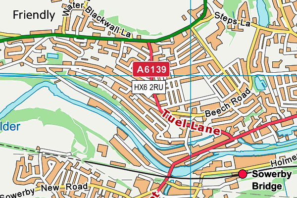 HX6 2RU map - OS VectorMap District (Ordnance Survey)