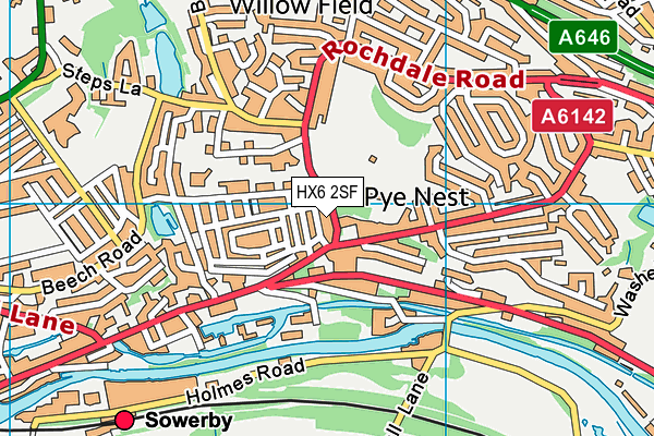 HX6 2SF map - OS VectorMap District (Ordnance Survey)