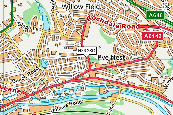 HX6 2SG map - OS VectorMap District (Ordnance Survey)