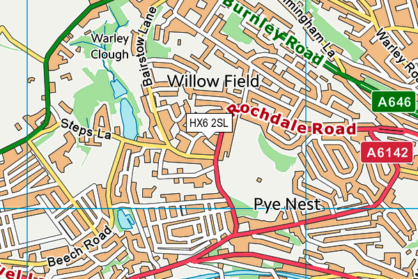 HX6 2SL map - OS VectorMap District (Ordnance Survey)