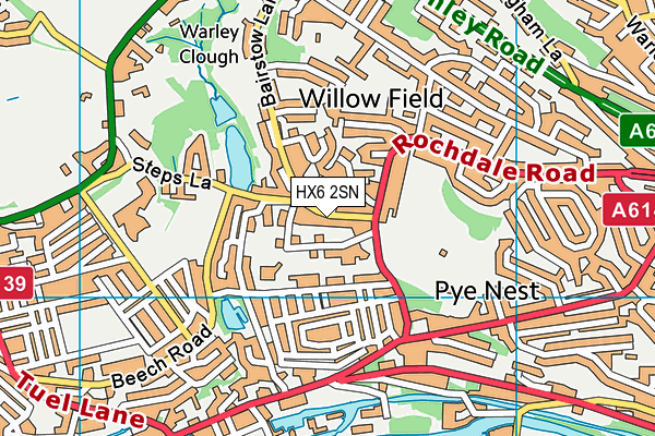 HX6 2SN map - OS VectorMap District (Ordnance Survey)