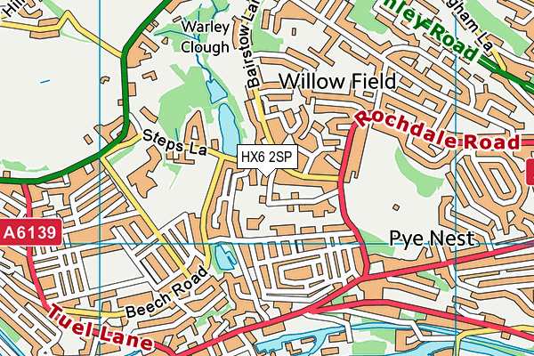 HX6 2SP map - OS VectorMap District (Ordnance Survey)