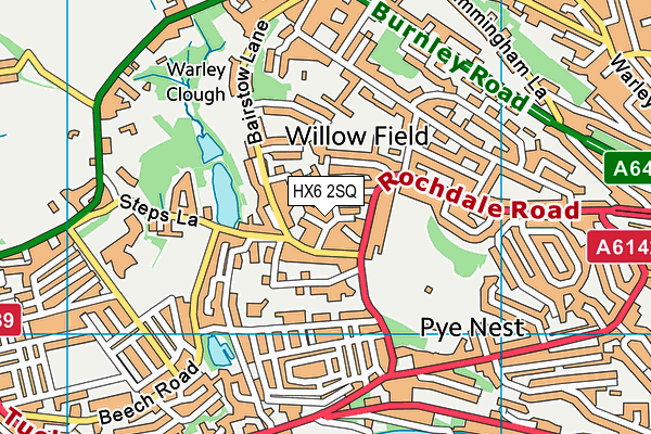 HX6 2SQ map - OS VectorMap District (Ordnance Survey)