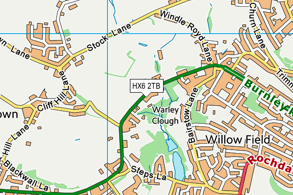 HX6 2TB map - OS VectorMap District (Ordnance Survey)