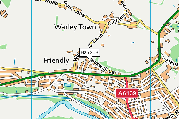 Sowerby Bridge Church Institute Cricket Club map (HX6 2UB) - OS VectorMap District (Ordnance Survey)
