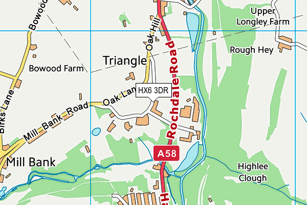 HX6 3DR map - OS VectorMap District (Ordnance Survey)