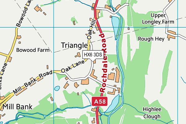 HX6 3DS map - OS VectorMap District (Ordnance Survey)