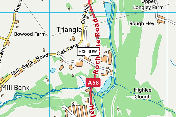 HX6 3DW map - OS VectorMap District (Ordnance Survey)