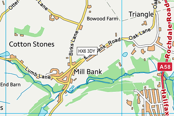 HX6 3DY map - OS VectorMap District (Ordnance Survey)