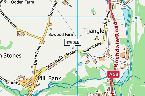 HX6 3EB map - OS VectorMap District (Ordnance Survey)