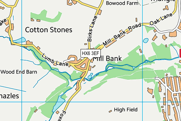 HX6 3EF map - OS VectorMap District (Ordnance Survey)