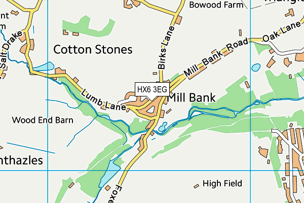 HX6 3EG map - OS VectorMap District (Ordnance Survey)