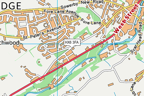 HX6 3FA map - OS VectorMap District (Ordnance Survey)