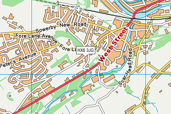 HX6 3JG map - OS VectorMap District (Ordnance Survey)