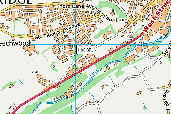 HX6 3PJ map - OS VectorMap District (Ordnance Survey)