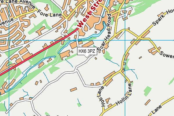 HX6 3PZ map - OS VectorMap District (Ordnance Survey)