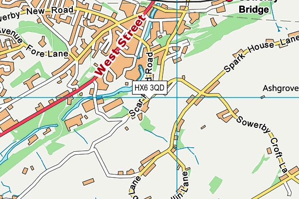 HX6 3QD map - OS VectorMap District (Ordnance Survey)