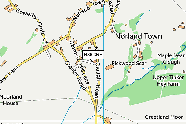 HX6 3RE map - OS VectorMap District (Ordnance Survey)