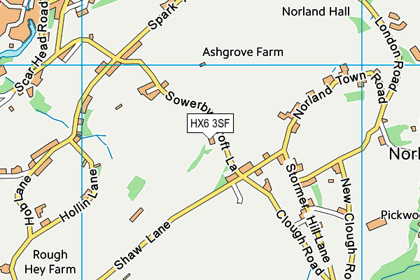 HX6 3SF map - OS VectorMap District (Ordnance Survey)