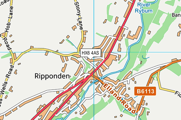 HX6 4AS map - OS VectorMap District (Ordnance Survey)