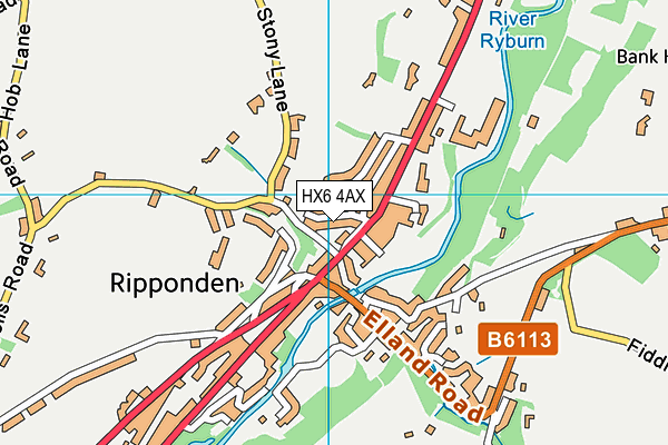 HX6 4AX map - OS VectorMap District (Ordnance Survey)