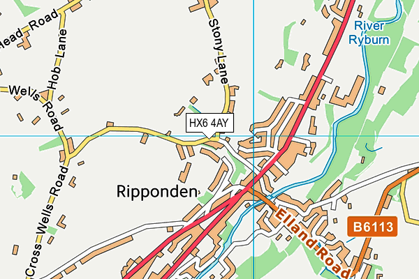 HX6 4AY map - OS VectorMap District (Ordnance Survey)