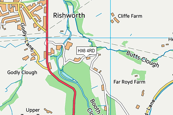 HX6 4RD map - OS VectorMap District (Ordnance Survey)