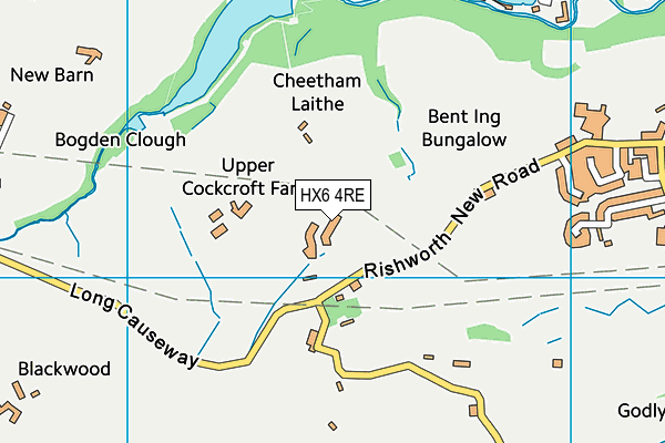 Rishworth School Playing Fields map (HX6 4RE) - OS VectorMap District (Ordnance Survey)