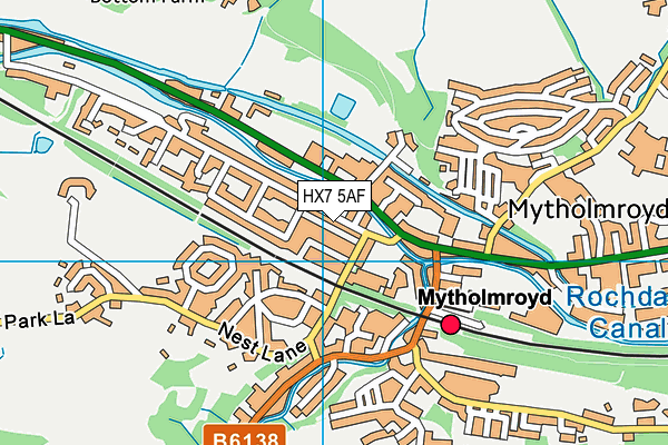 Mytholmroyd Community & Leisure Centre map (HX7 5AF) - OS VectorMap District (Ordnance Survey)